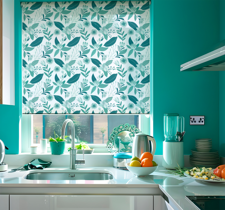 Store enrouleur scandinave floral bleu - TenStickers