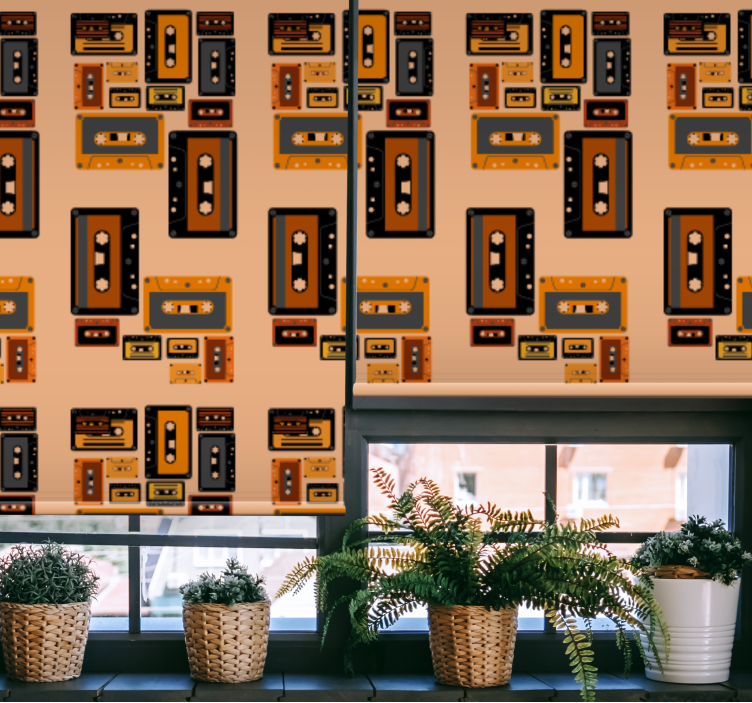 Store enrouleur vintage cassettes audio rétro - TenStickers