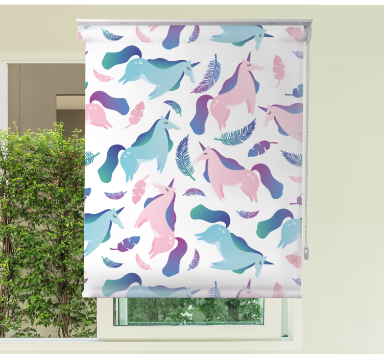 Store enrouleur pour chambre enfant licornes et plumes - TenStickers