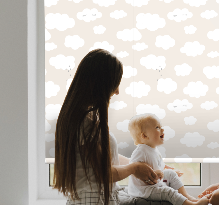 Stores nuages Fond beige avec pleurs - TenStickers