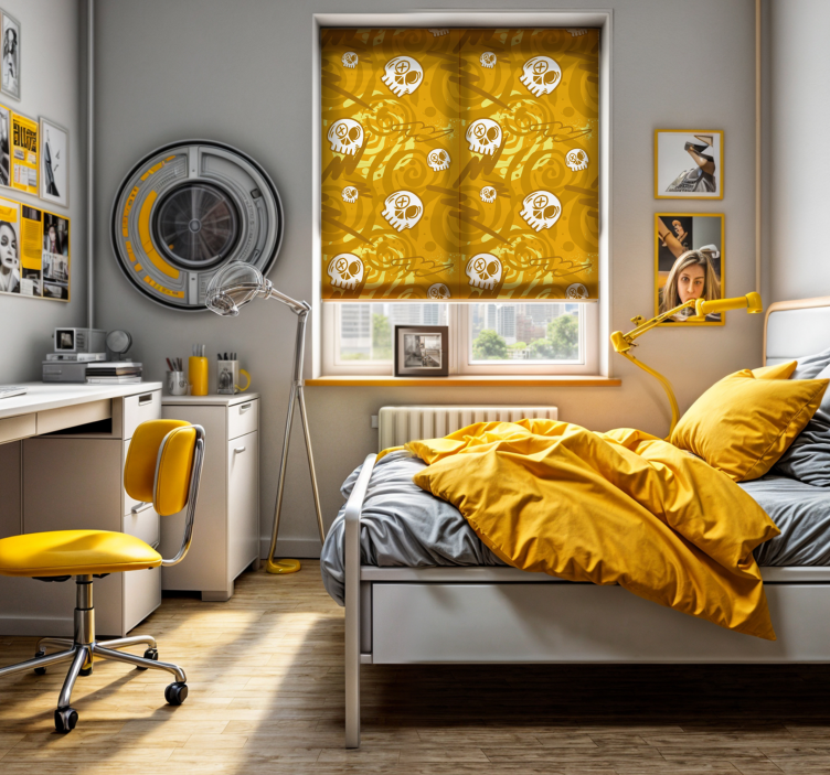 Store orange chambre ado graffiti avec crânes - TenStickers