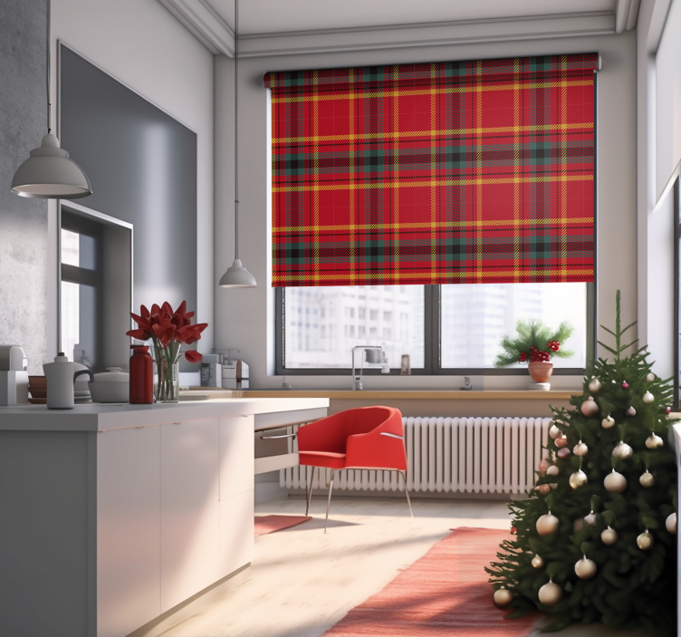 Store rouge motif tartan rouge de noël - TenStickers