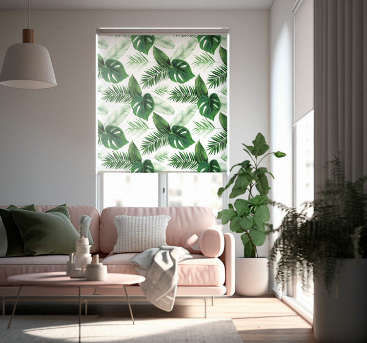 Store salon dessin de feuilles tropicales verts - TenStickers