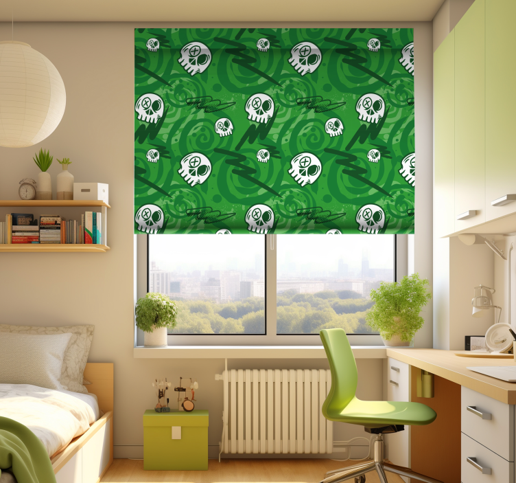 Store vert chambre ado graffiti avec crânes - TenStickers