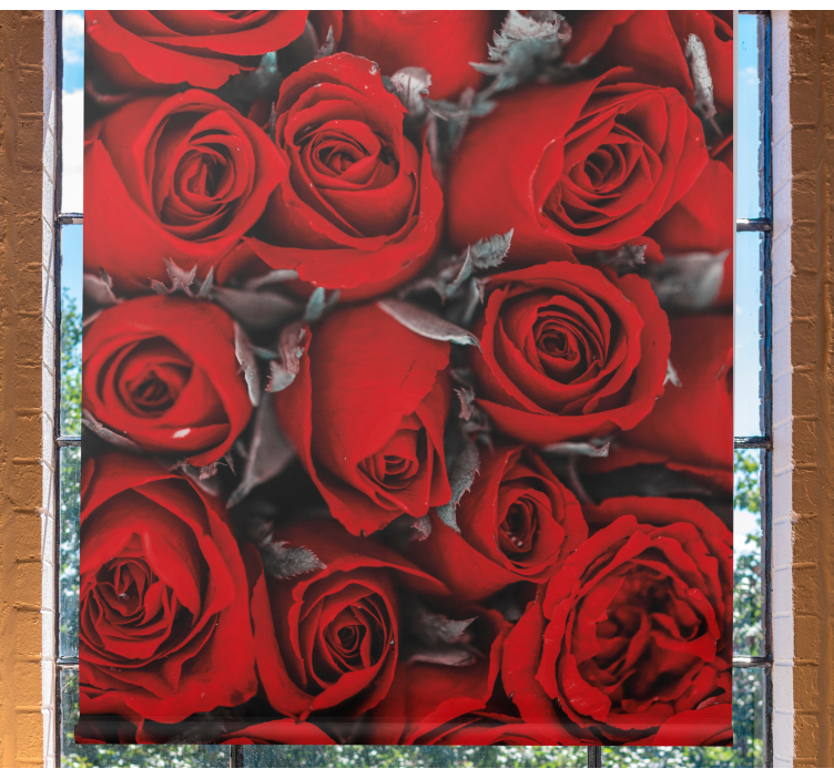 Store enrouleur cuisine fleurs Roses rouges romantiques - TenStickers