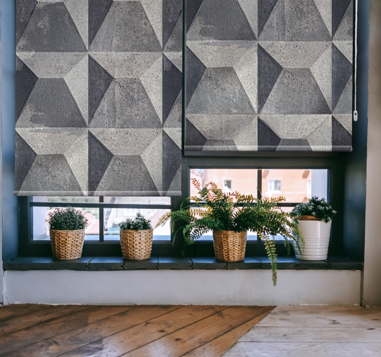 Store enrouleur salon béton brut texture effet 3D - TenStickers