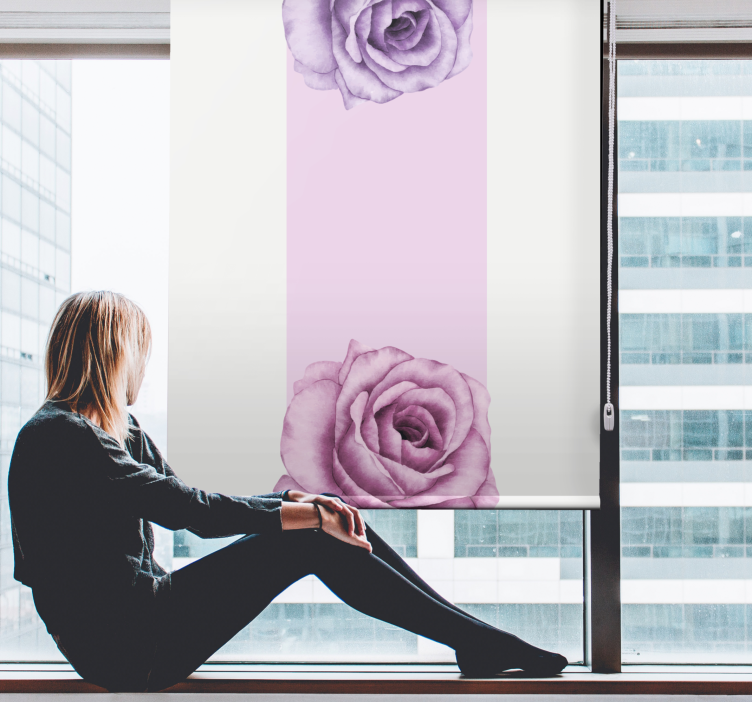 Stores enrouleurs fleurs et plantes accent de rose violette - TenStickers