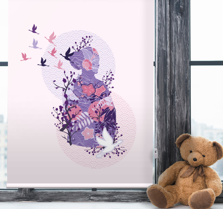 Stores enrouleurs fleurs et plantes art floral silhouette - TenStickers