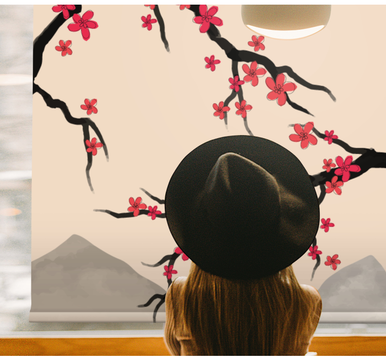 Store enrouleur pour chambre ado branches de sakura - TenStickers
