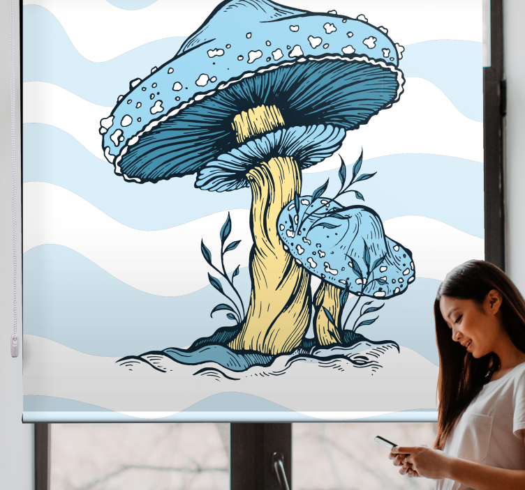 Stores enrouleurs fleurs et plantes champignons bleus - TenStickers