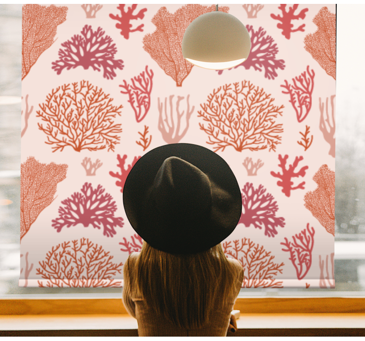 Stores enrouleurs fleurs et plantes motif botanique corail - TenStickers
