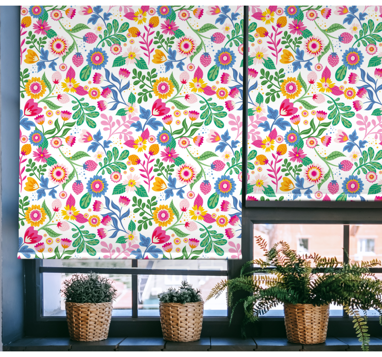 Stores enrouleurs fleurs et plantes motif botanique vibrant - TenStickers