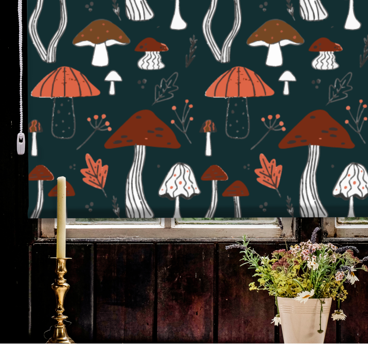 Stores enrouleurs fleurs et plantes motif de champignon - TenStickers