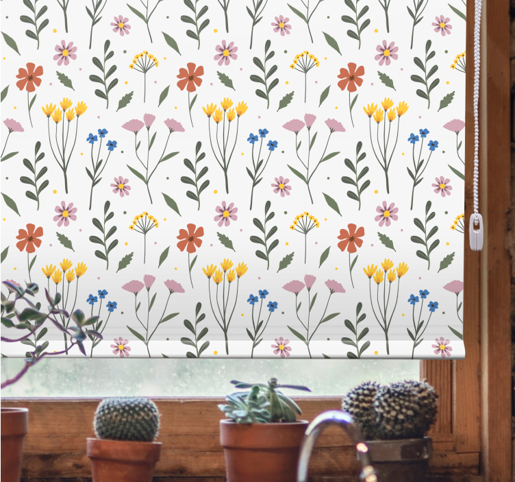 Stores enrouleurs fleurs et plantes motif botanique blanc - TenStickers