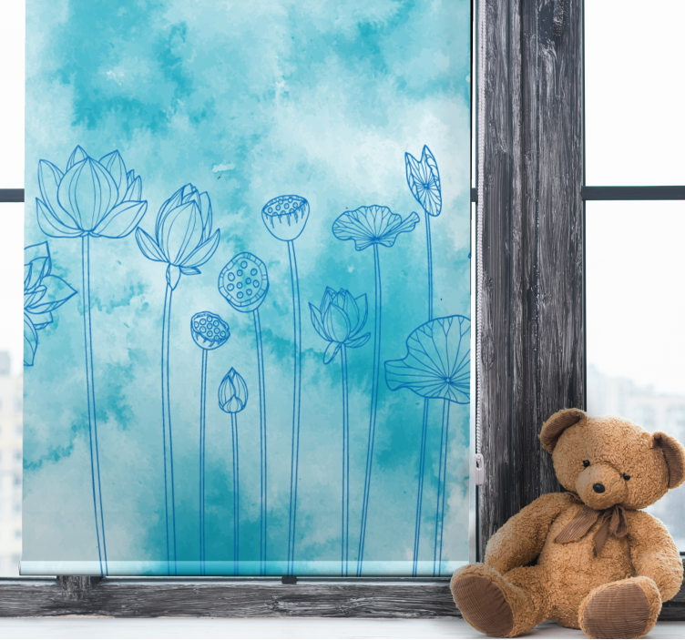 Stores enrouleurs fleurs et plantes motif lotus bleu - TenStickers