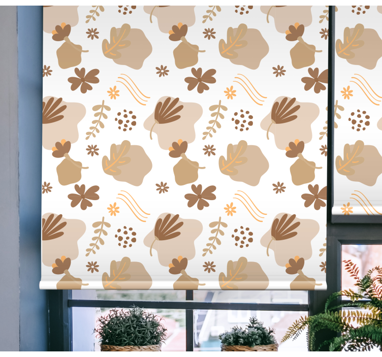 Stores enrouleurs fleurs et plantes motif beige organique - TenStickers