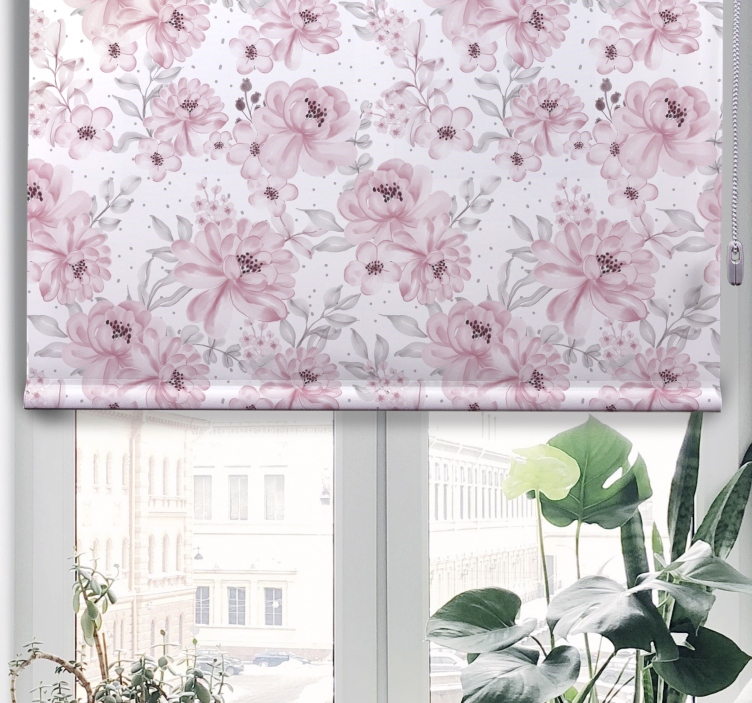 Stores enrouleurs fleurs et plantes motif floral rose - TenStickers