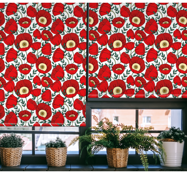 Stores enrouleurs fleurs et plantes motif de chiots rouges - TenStickers