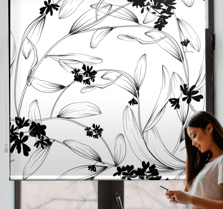 Stores enrouleurs fleurs et plantes motif floral stylisé - TenStickers
