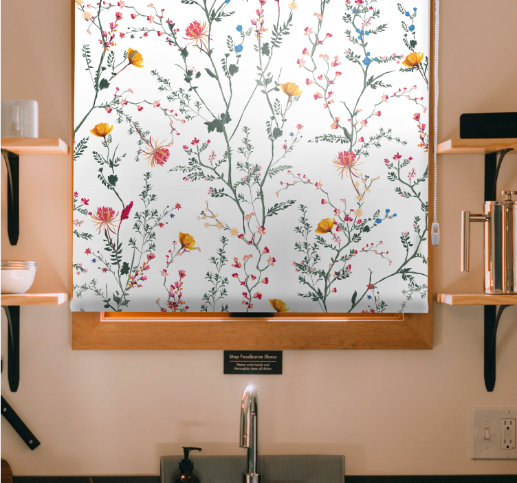 Stores enrouleurs fleurs et plantes motif oiseau floral - TenStickers