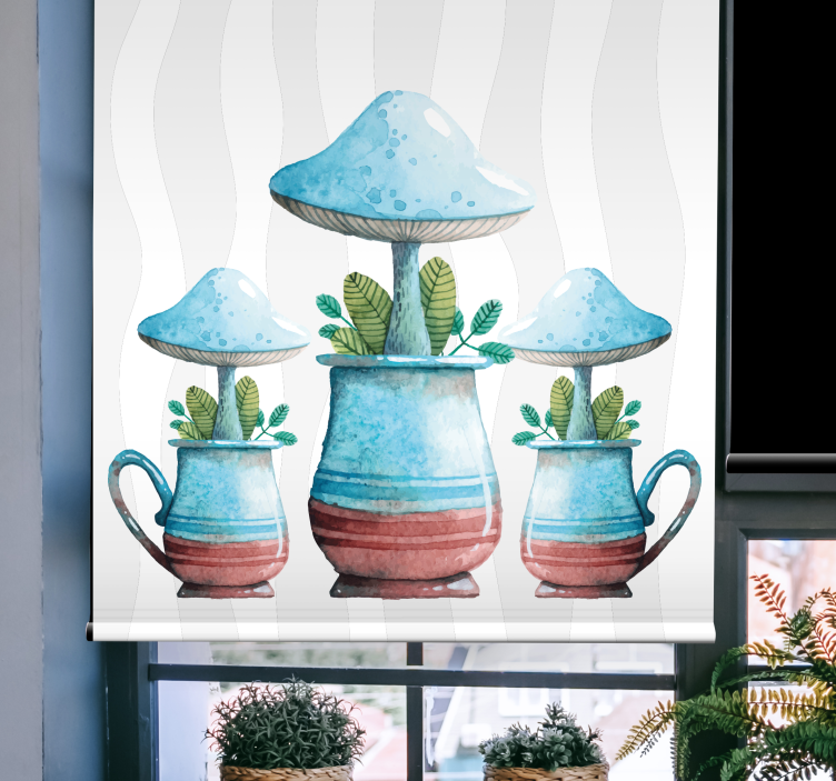 Stores enrouleurs fleurs et plantes pots de champignons - TenStickers