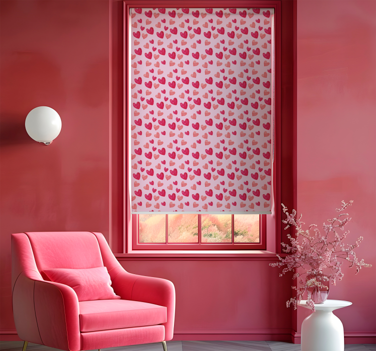 Store enrouleur salon romantique motif de coeur rose - TenStickers