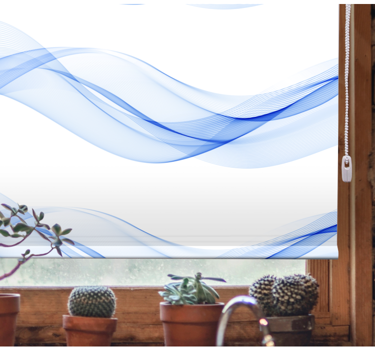 Store enrouleur salle de bain silhouettes de vagues bleues - TenStickers