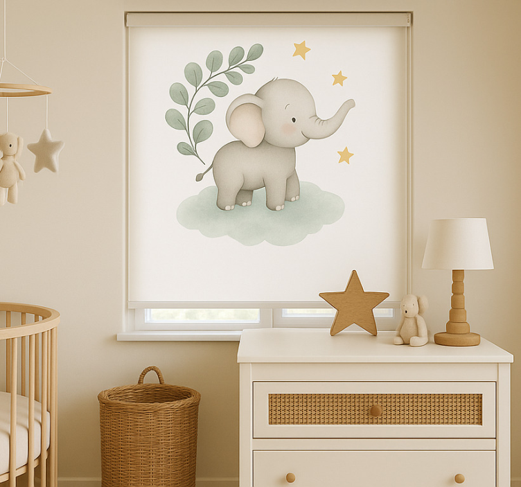 Stores nordiques éléphant bébé nuage personnalisable - TenStickers