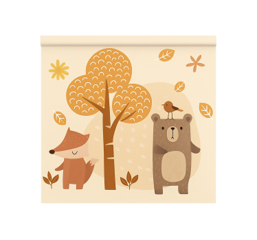 Store enrouleur pour chambre enfant animaux de la forêt beige - TenStickers