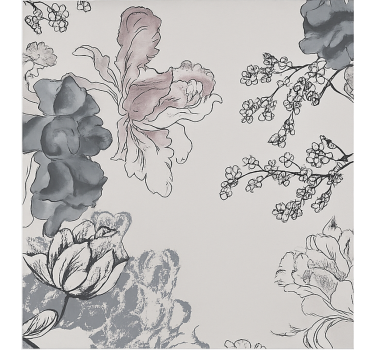 Store enrouleur salon fleurs à l'aquarelle en niveaux de gris - TenStickers
