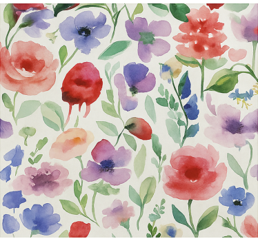 Store enrouleur salon aquarelle florale vibrante - TenStickers