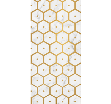 Store enrouleur cuisine motif marbre hexagonal doré - TenStickers