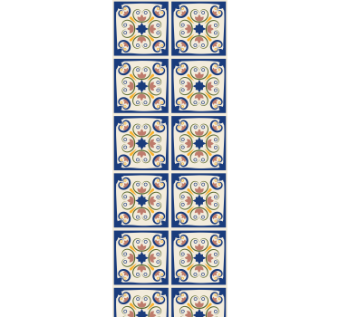 Store enrouleur cuisine carreaux portugais fleurs roses - TenStickers
