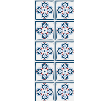 Store enrouleur cuisine carreaux portugais bleu et rouge - TenStickers