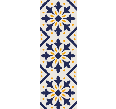 Store enrouleur cuisine bleu avec carrelage jaune vif - TenStickers