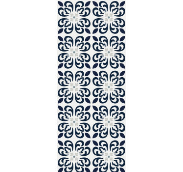 Store enrouleur cuisine carreau portugais trèfle bleu foncé - TenStickers