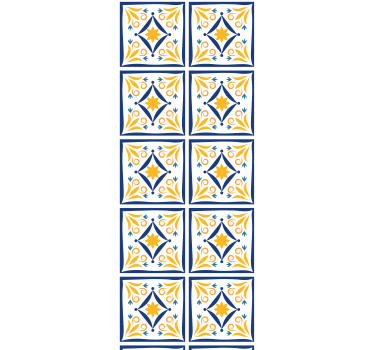 Store enrouleur cuisine carreaux portugais bleus et jaunes - TenStickers