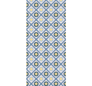 Store enrouleur cuisine carreaux portugais bleu et jaune - TenStickers