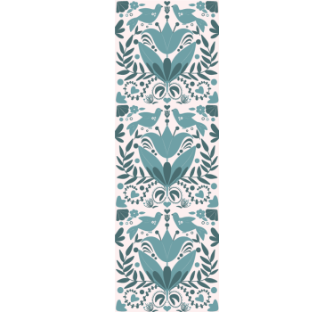 Store enrouleur cuisine motif folk bleu avec oiseaux - TenStickers