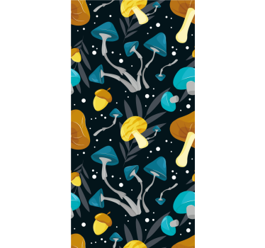 Store enrouleur cuisine motif champignons bleu et jaune - TenStickers