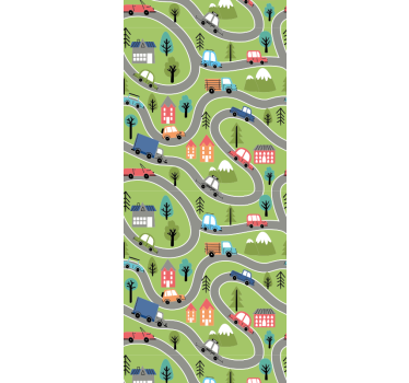 Store enrouleur chambre enfant rue colorée avec voitures - TenStickers
