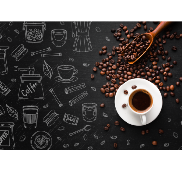 Store enrouleur cuisine grains de café et doodles - TenStickers