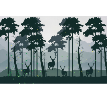 Store enrouleur cuisine silhouette forêt scandi - TenStickers