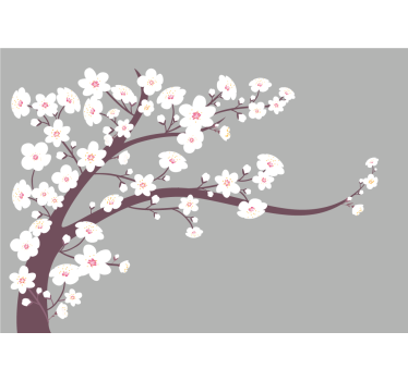 Store enrouleur cuisine fleurs blanches sur fond gris - TenStickers