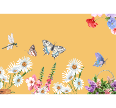 Store enrouleur cuisine peinture fleurs et papillons - TenStickers