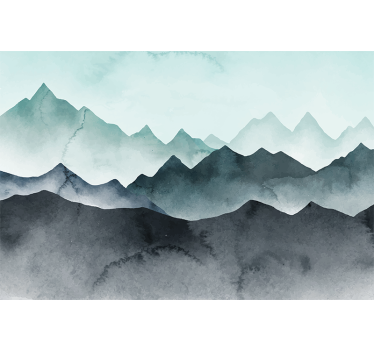 Store enrouleur cuisine montagnes bleues peintes - TenStickers