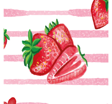 Store enrouleur cuisine fraises sur fond rayé - TenStickers