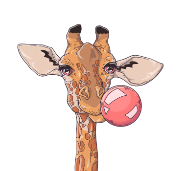 Store enrouleur bureau girafe avec chewing-gum - TenStickers