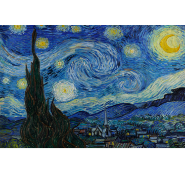 Store enrouleur bureau nuit étoilée de van gogh - TenStickers