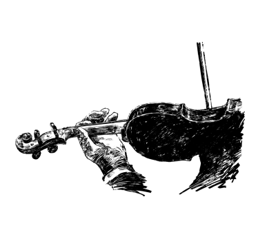 Store enrouleur bureau musicien violon dessiné à la main - TenStickers